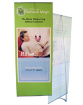 Cloth banner stand signs for software company in Seattle, WA