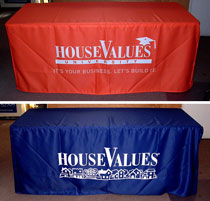 Custom full color fitted table throw for Real Estate company in Kirkland, WA 