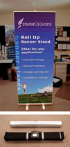 Retractable or roll up banner stand – additional lobby display Studio 3 Signs in Seattle, WA