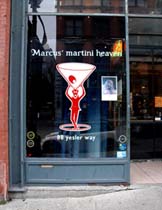 Two color die-cut vinyl window graphics for bar in Pioneer Square | Seattle, WA