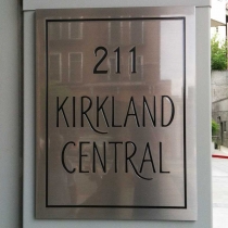 Stainless steel etched plaque, recessed graphics and polished gloss finish in Bellevue Washington