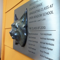 Stainless steel etched plaque, attached custom granite logo and matte brushed finish in Bellevue Washington