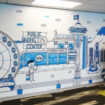 Full color printed wall graphic installed in Seattle Washington