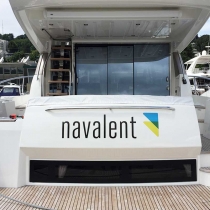 Digital print and die cut boat graphics for Stern of yacht in Bellevue, Washington