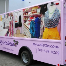 Transport truck with digital print and die cut vinyl graphics in Seattle Washington