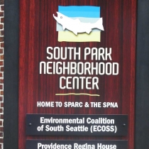 Dibond site sign for main entrance to South Park Neighborhood Center